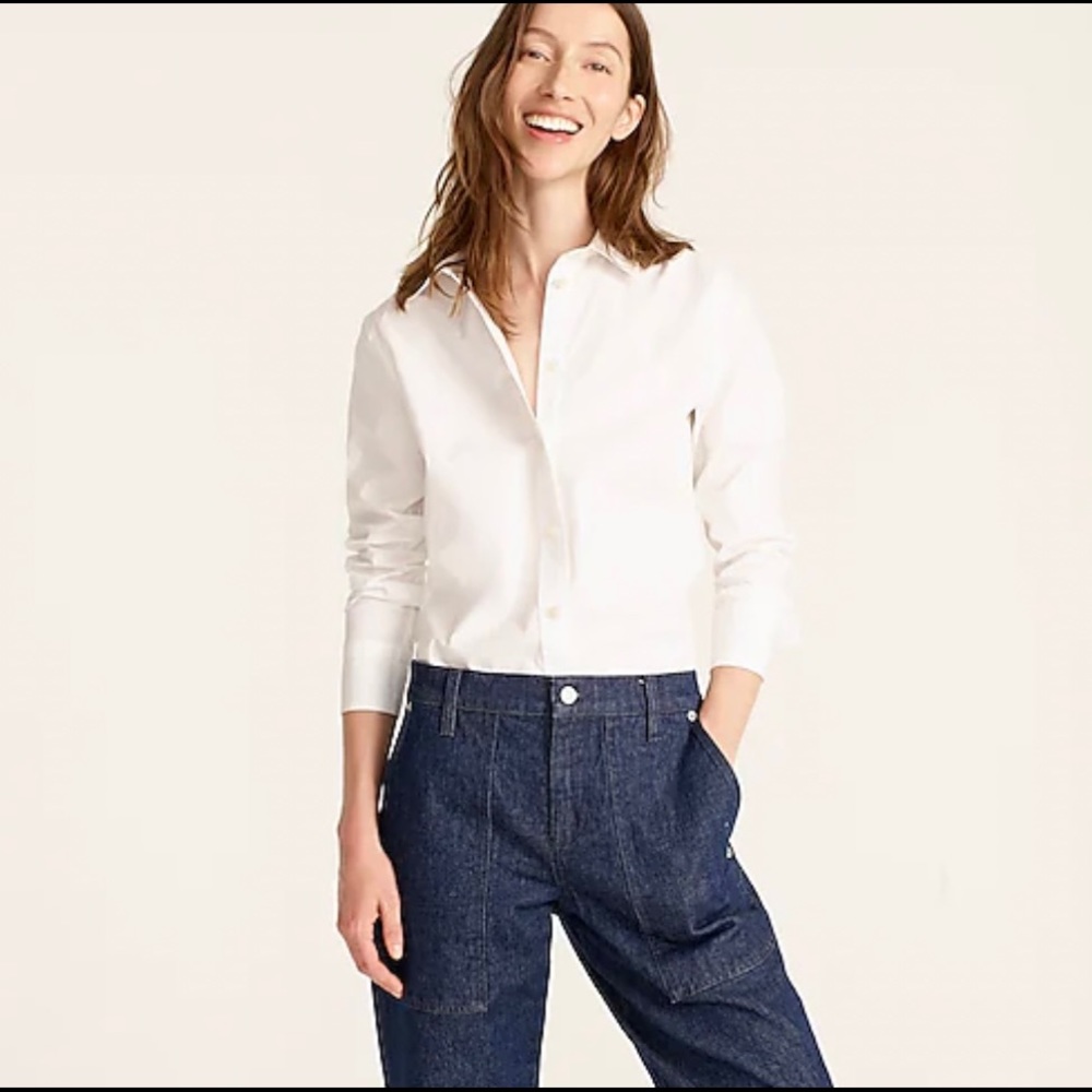 Large J Crew women’s white button down shirt